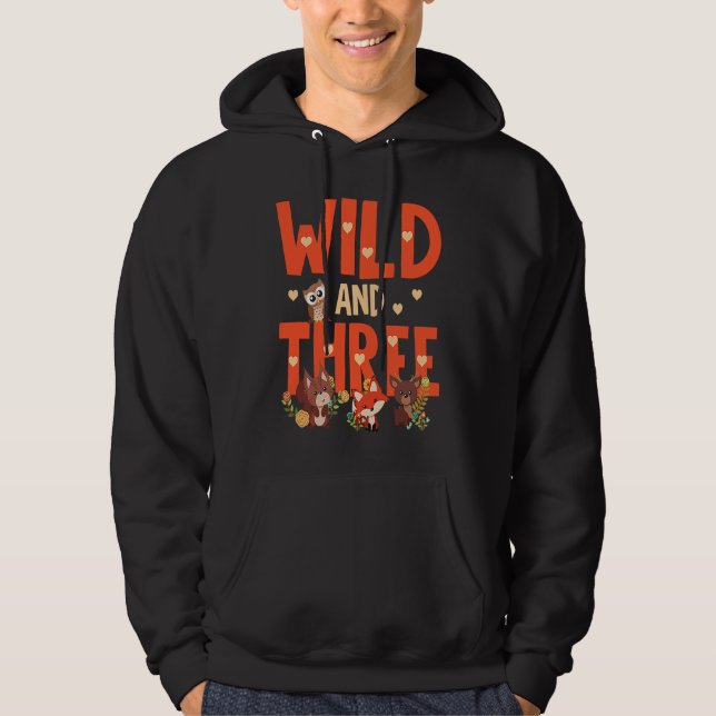 Sudadera 3rd Birthday Wild & Three Woodland Animals For Kid (Anverso)