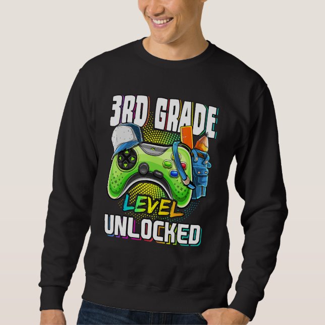 Sudadera 3rd Grade Level Unlocked Video Game Back To School (Anverso)