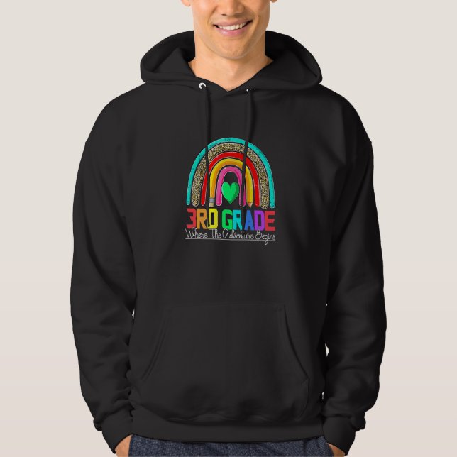 Sudadera 3rd grade rainbow leopard teacher team third grade (Anverso)