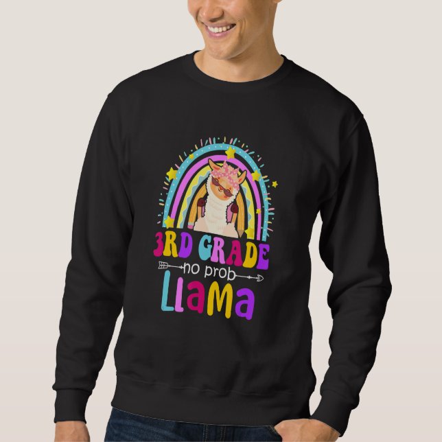 Sudadera 3rd Grade Teacher Rainbow No Prob Llama 100 Days o (Anverso)