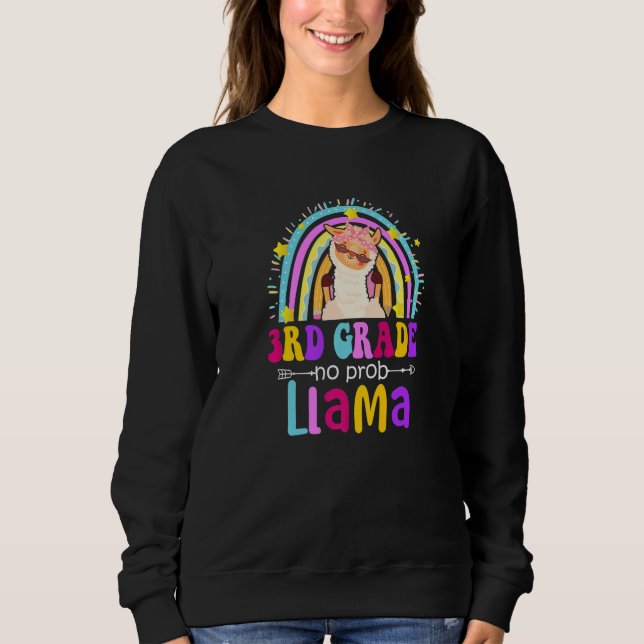 Sudadera 3rd Grade Teacher Rainbow No Prob Llama 100 Days o (Anverso)