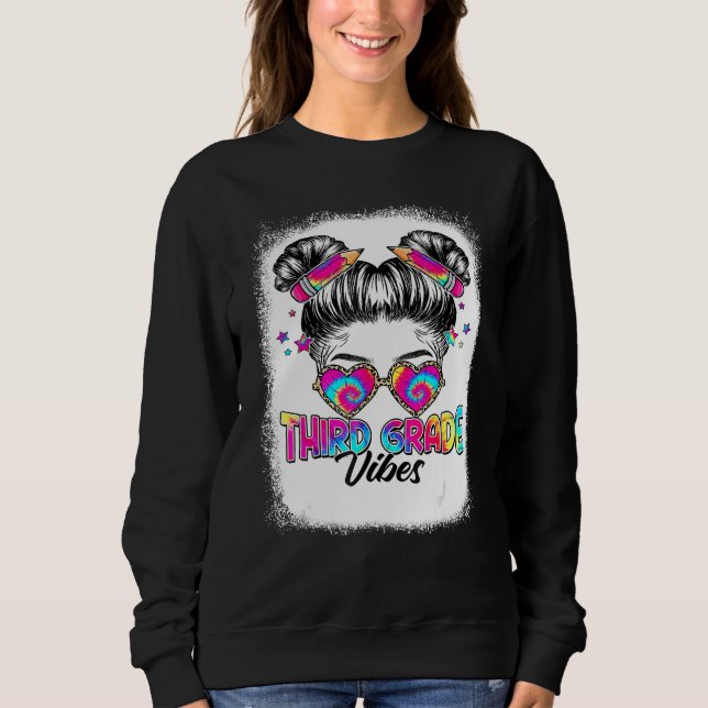 Sudadera 3rd Grade Vibes Messy Hair Bun Girl Back To School (Anverso)