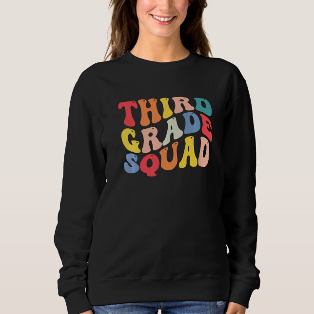 Sudadera 3rd Third Grade Squad Teacher Back To School Retro (Anverso)