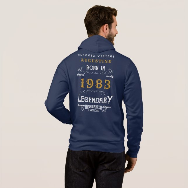 Sudadera 40.º cumpleaños Nacido en 1983 Leyenda retro de or (Reverso completo)