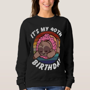 Sudadera 40 Años Divertido Sloth Y Donut Retro Vintage 4