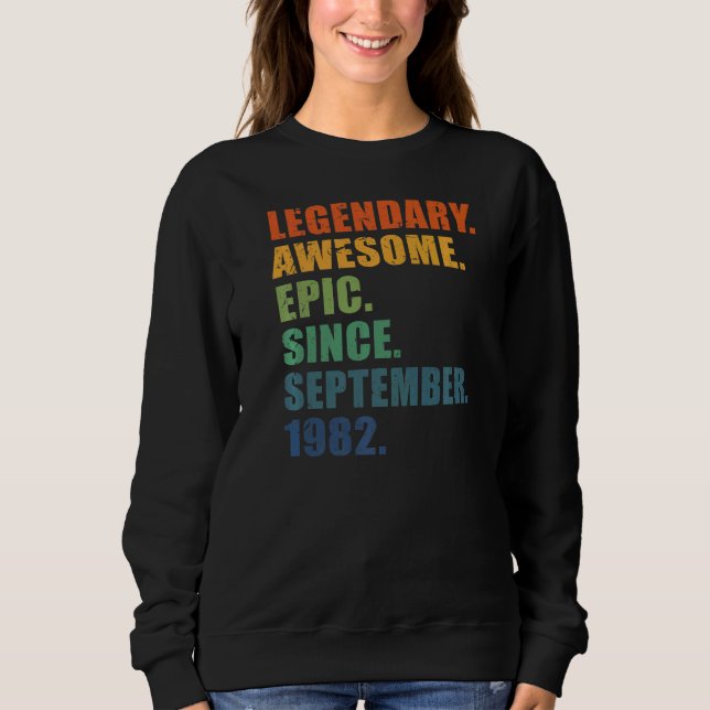 Sudadera 40 Cumpleaños Septiembre 1982 Hombres y Mujeres 40 (Anverso)