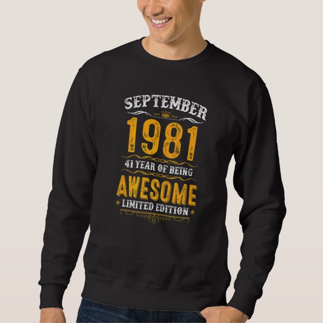 Sudadera 41 años de edad increíble desde septiembre (Anverso)
