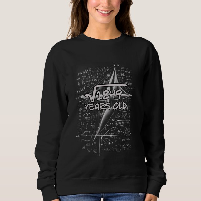 Sudadera 43.ª raíz cuadrada de cumpleaños de 1849 43 años (Anverso)