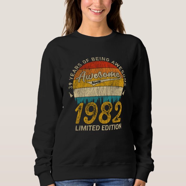 Sudadera 43 años de edad 1982 Regalo de cumpleaños 43 retro (Anverso)