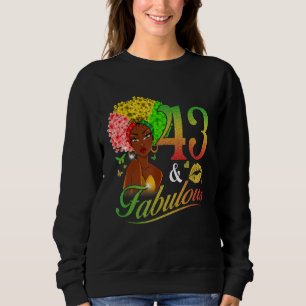 Sudadera 43 y fabuloso 43 cumpleaños Messy Bun Afro Melanin