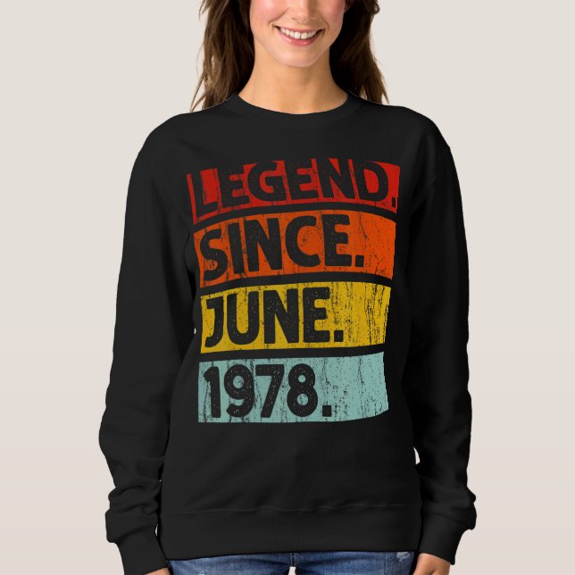 Sudadera 44ª leyenda de cumpleaños desde junio de 1978 44 a (Anverso)