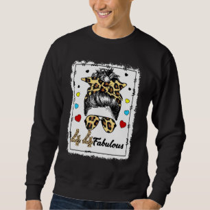Sudadera 44 años Fabuloso Messy Bun Leopard 1978 Nacimiento