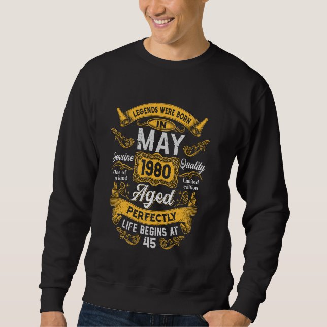 Sudadera 45º cumpleaños Las Leyendas Reales Mayo 1980 45 Añ (Anverso)