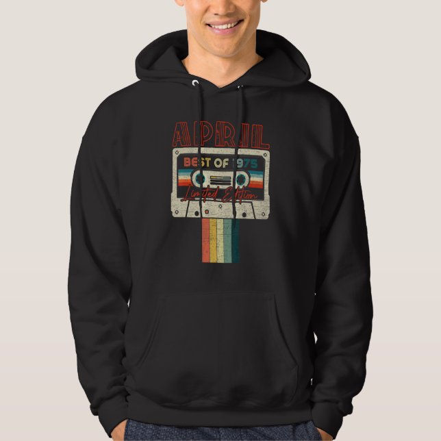 Sudadera 47.º Cumpleaños Abril Mejor Cinta Cassette 1975 (Anverso)