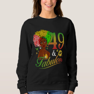 Sudadera 49 y fabuloso 49 cumpleaños Messy Bun Afro Melanin