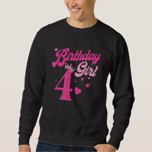 Sudadera 4.ª Chica de cumpleaños Corona, cumpleaños de 4 añ
