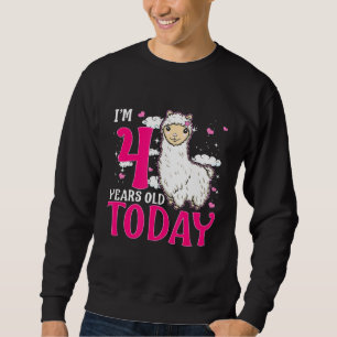 Sudadera 4.º cumpleaños Chicas Llama Fiesta Alpaca rosada 4