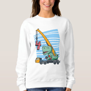 Sudadera 4 años 4º cumpleaños Crane Dinosaur