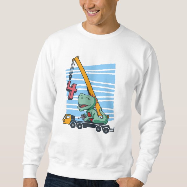 Sudadera 4 años Cumpleaños 4 Grúa móvil Dinosaurio (Anverso)