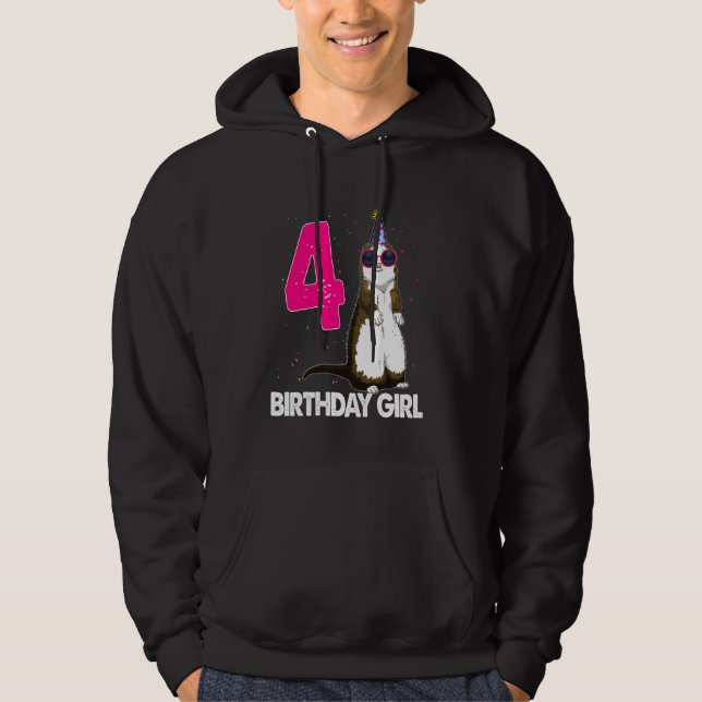 Sudadera 4 años Cumpleaños Chica Ferret Cumpleaños (Anverso)