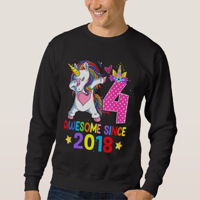 Sudadera 4 asombrosos desde el cuarto cumpleaños de Unicorn (Anverso)