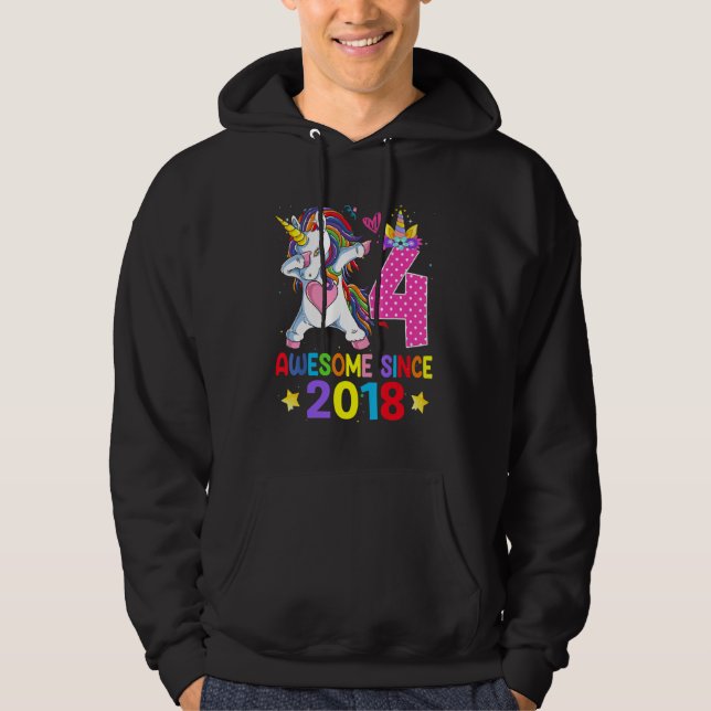 Sudadera 4 asombrosos desde el cuarto cumpleaños de Unicorn (Anverso)
