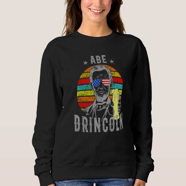 Sudadera 4 de julio Abe Drincoln Abraham bebiendo 4 de juli (Anverso)