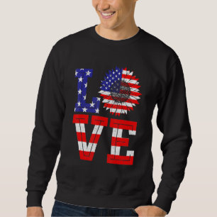 Sudadera 4 De Julio Amor Girasol Bandera Patriótica Estadou