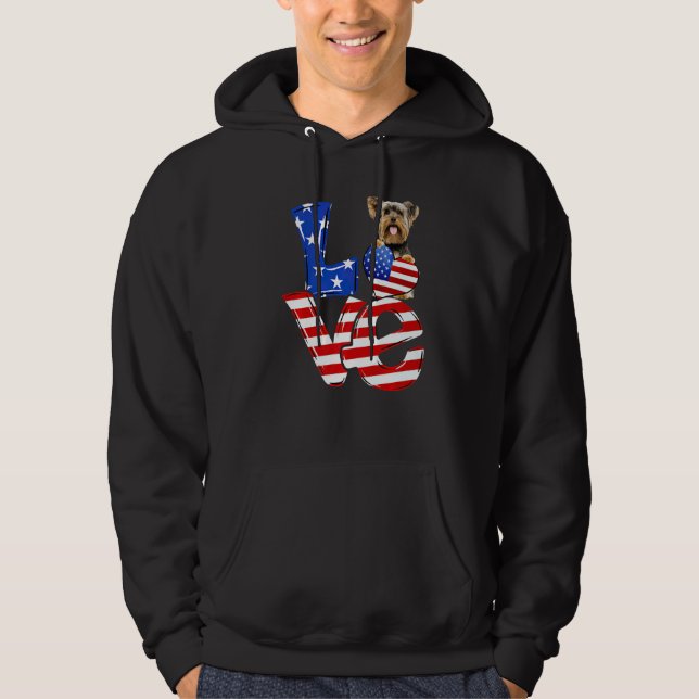 Sudadera 4 De Julio Amor Patriótico Yorkshire Terrier Ameri (Anverso)