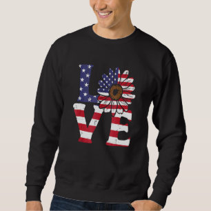 Sudadera 4 De Julio Amor Sunflower Bandera Estadounidense P