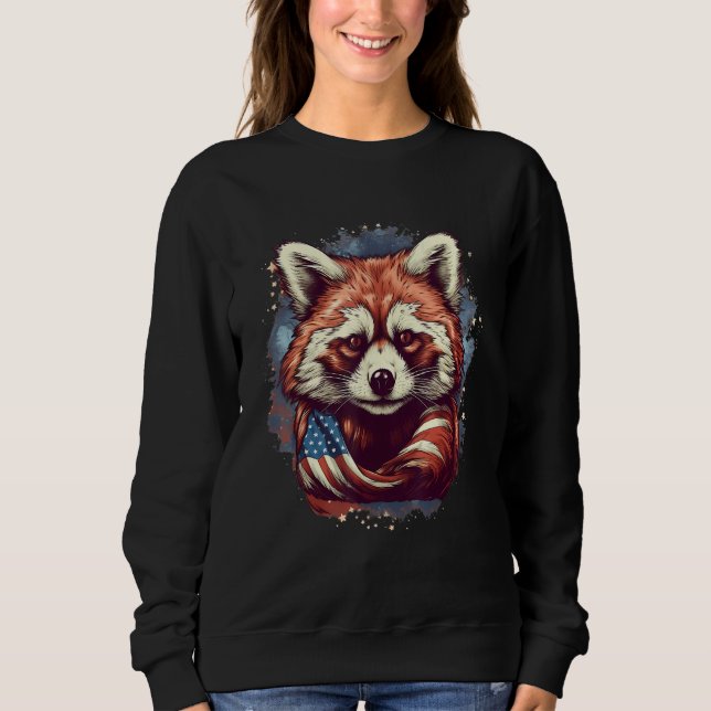 Sudadera 4 de Julio Bandera de EE. UU. Panda Rojo 2 (Anverso)