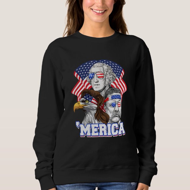 Sudadera 4 De Julio Bandera Estadounidense Merica Washingto (Anverso)
