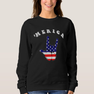Sudadera 4 De Julio Bandera Estadounidense Rock And Roll Ró