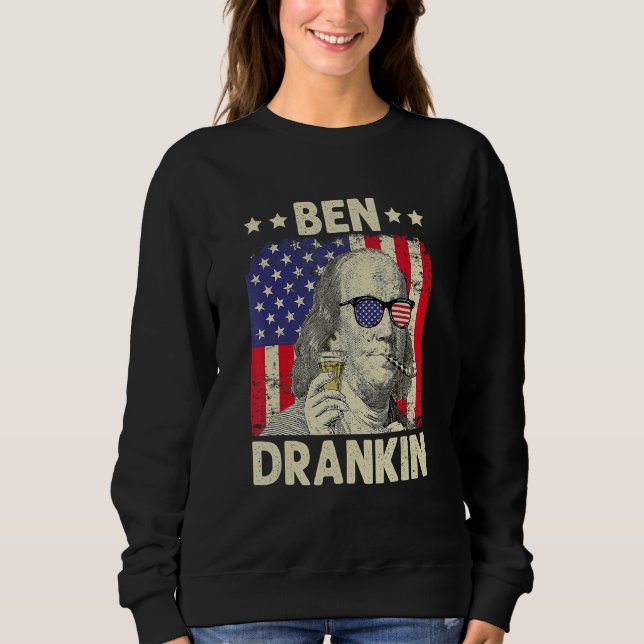 Sudadera 4 De Julio Beber El Día De La Independencia De Ben (Anverso)