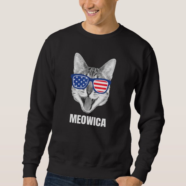 Sudadera 4 De Julio Cat Meowica Merica Menusa American Fla (Anverso)