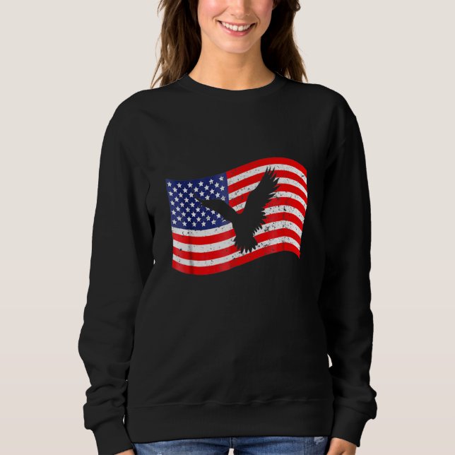 Sudadera 4 de julio con la bandera estadounidense Águila Ho (Anverso)