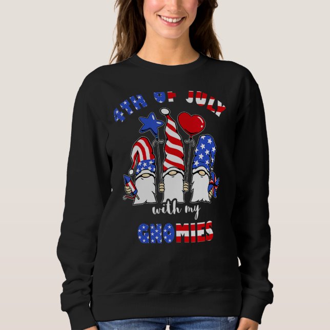 Sudadera 4 De Julio Con Mis Gnomies Usa Dwarf American Fla (Anverso)