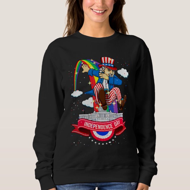 Sudadera 4 De Julio Dabbing Uncle Sam Usa Flag Adolescentes (Anverso)
