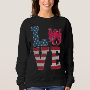 Sudadera 4 De Julio Decor Patriótico Amor Octopus Americano