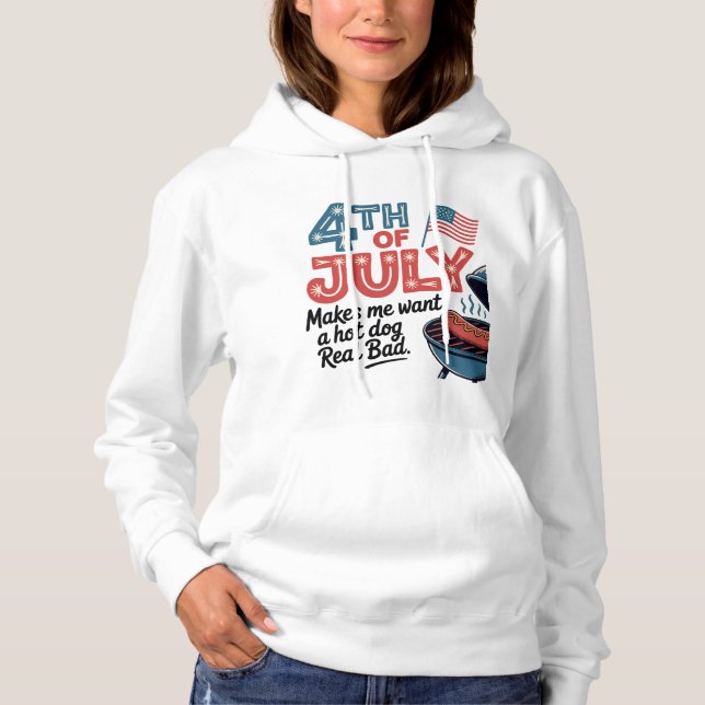 Sudadera 4 de julio Diseño de barbacoa de perro caliente (Anverso)