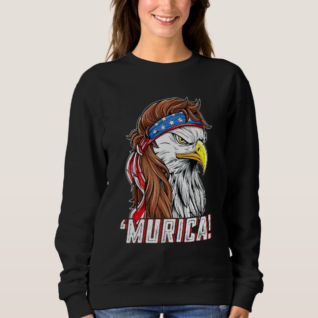 Sudadera 4 De Julio Eagle Mullet Murica Bandera Estadounide (Anverso)