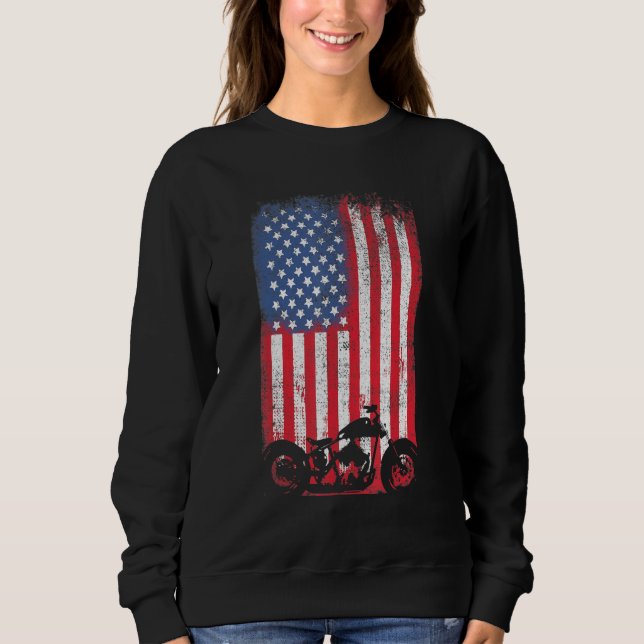 Sudadera 4 De Julio Estadounidense 4 De Julio Motor Bike Us (Anverso)