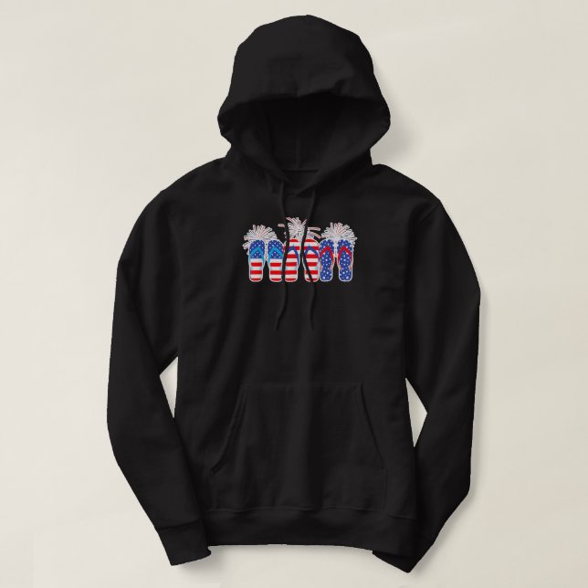 Sudadera 4 de julio Flip Flops Red White Blue American Fla (Diseño del anverso)