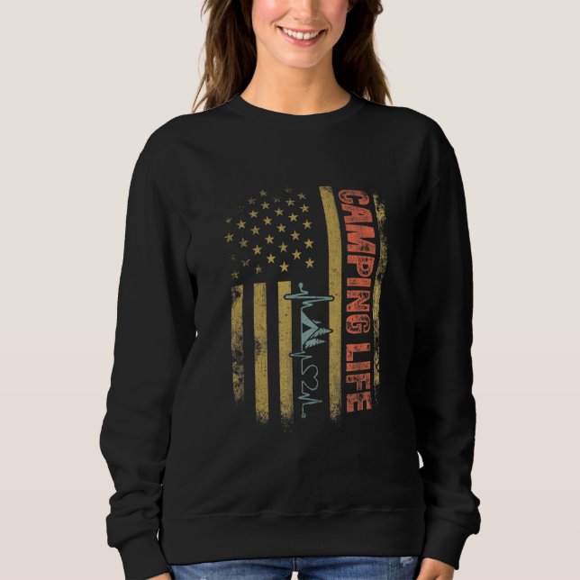 Sudadera 4 de julio Fogata Patriótica de la lámpara de camp (Anverso)