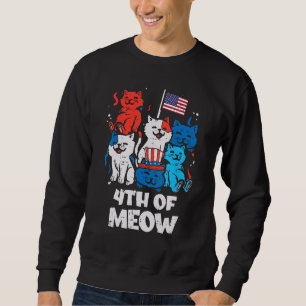 Sudadera 4 De Julio Meow Gatos Cute Mascota Patriota Hombre