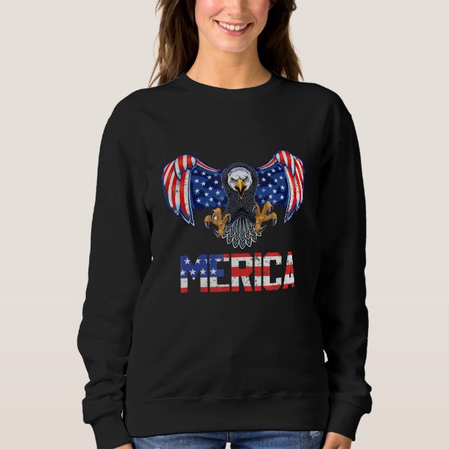 Sudadera 4 De Julio Merica Bandera Estadounidense Águila Ba (Anverso)