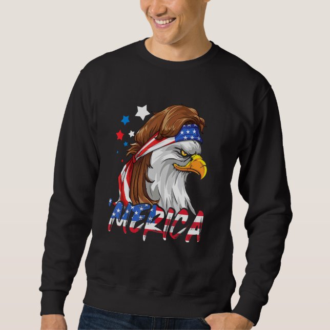 Sudadera 4 De Julio Merica Eagle Mullet Bandera Estadounide (Anverso)