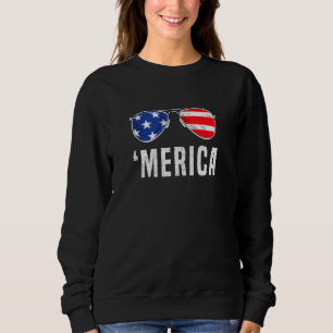 Sudadera 4 De Julio Merica Gafas De Sol Toda La Bandera De