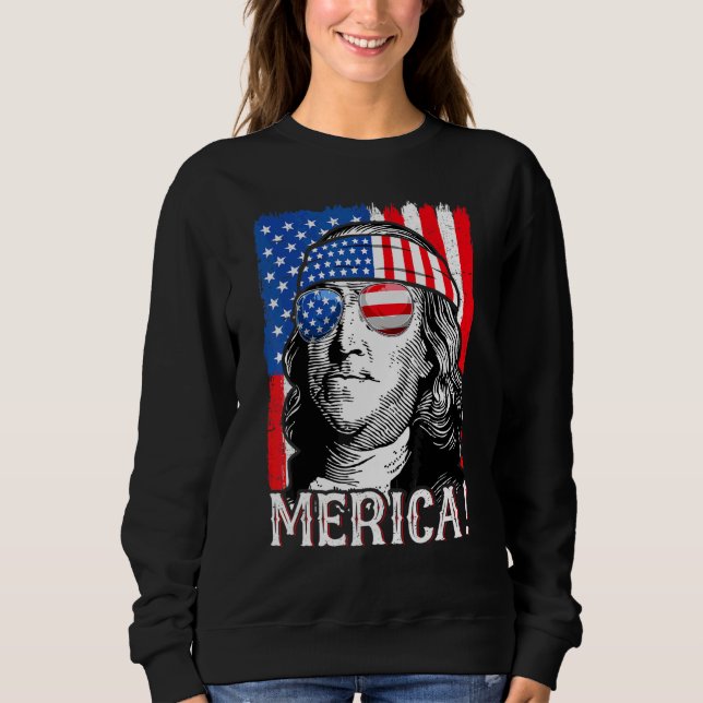 Sudadera 4 De Julio Mujeres Ben Franklin (Anverso)