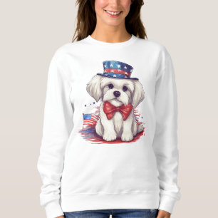 Sudadera 4 de julio Perro de cachorro blanco con 43568